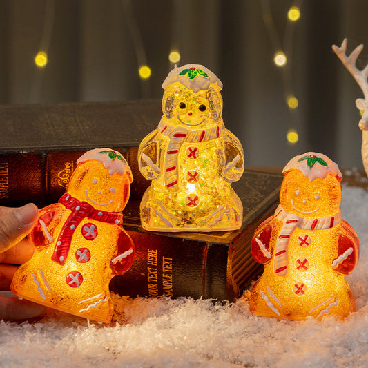 Glowing Christmas Gingerbread Man Snowman Ornament