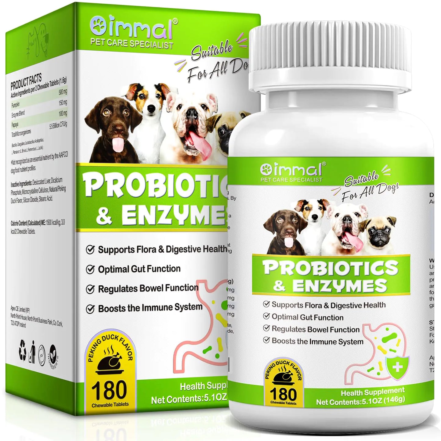 Dog Probiotics and Digestive Enzymes Promotes Gut Health Dog Probiotics for Bowel Support Immunity Health
